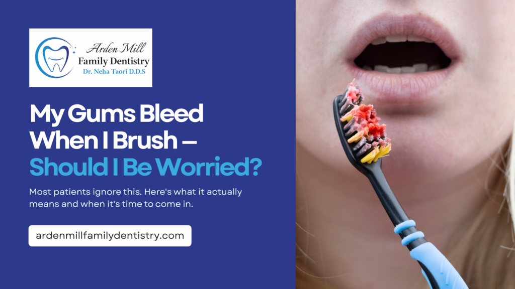 Patient learning about bleeding gums and gum disease treatment at Arden Mill Family Dentistry in Fort Mill SC